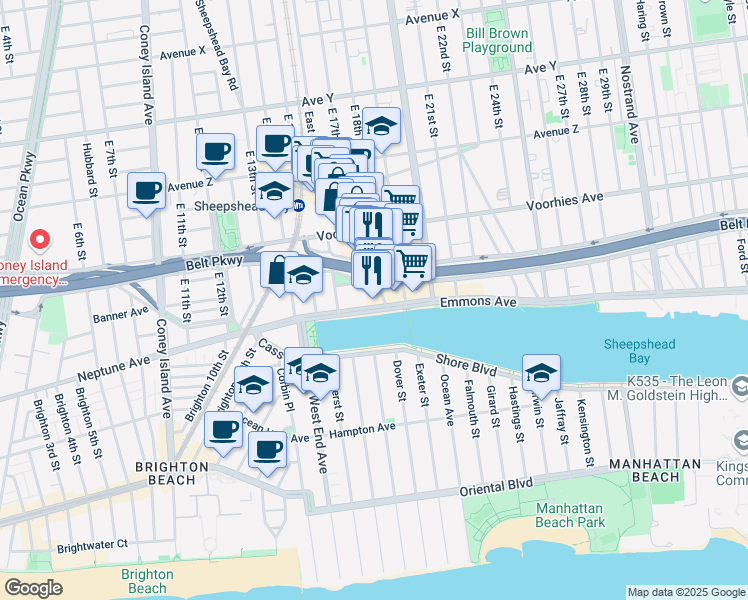 map of restaurants, bars, coffee shops, grocery stores, and more near in Brooklyn