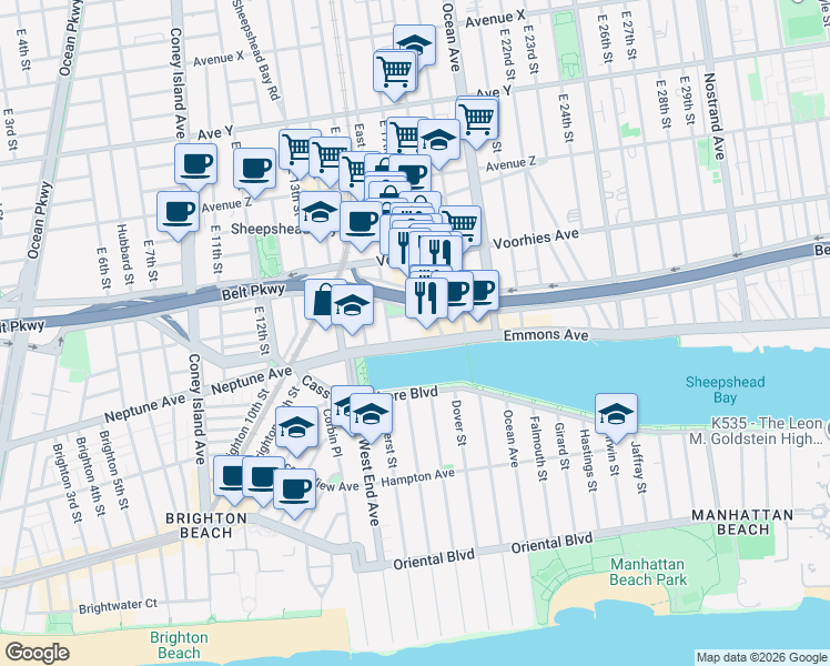 map of restaurants, bars, coffee shops, grocery stores, and more near in Brooklyn