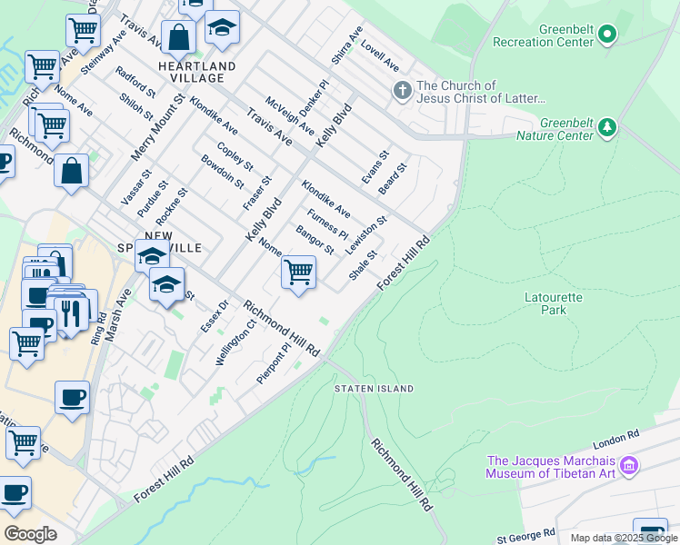 map of restaurants, bars, coffee shops, grocery stores, and more near 196 Lewiston Street in Staten Island