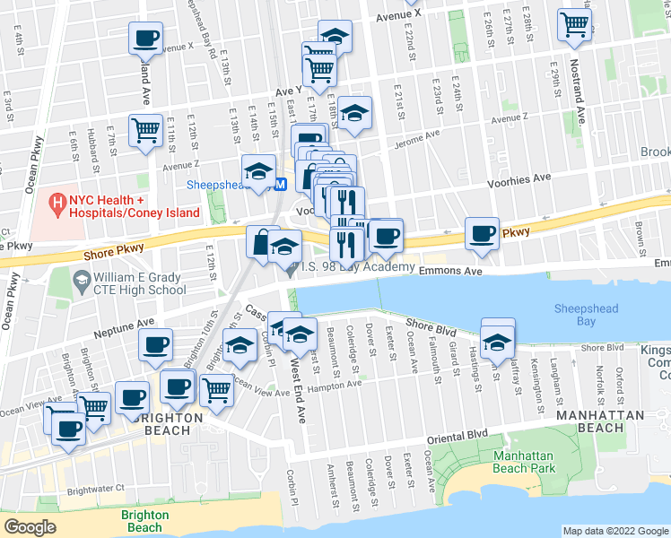 map of restaurants, bars, coffee shops, grocery stores, and more near in Brooklyn