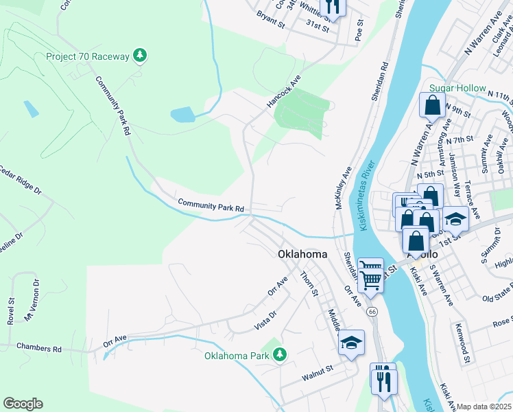 map of restaurants, bars, coffee shops, grocery stores, and more near 1263 Hancock Avenue in Vandergrift