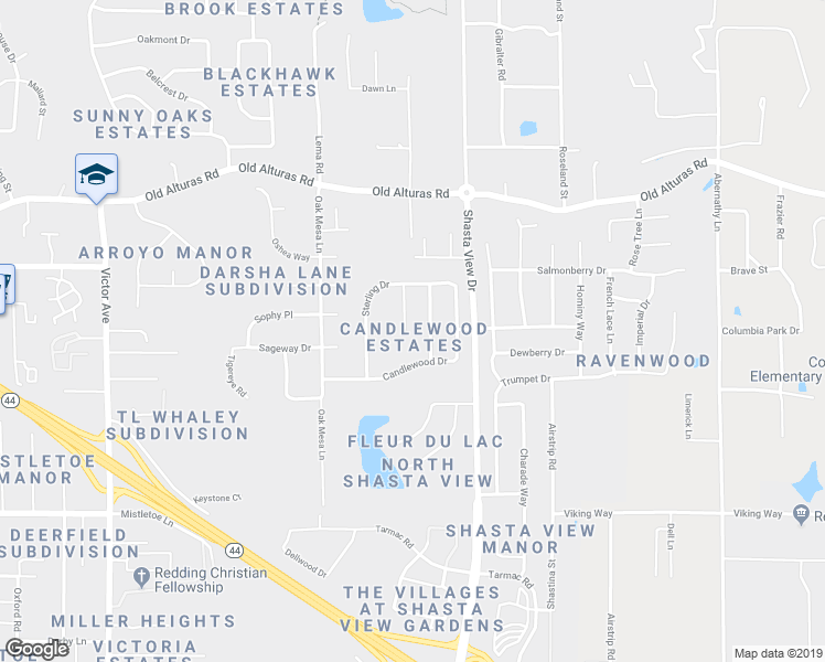 map of restaurants, bars, coffee shops, grocery stores, and more near 1575 Fresia Way in Redding