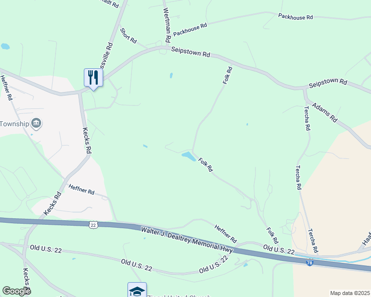 map of restaurants, bars, coffee shops, grocery stores, and more near 2042 Folk Road in Fogelsville