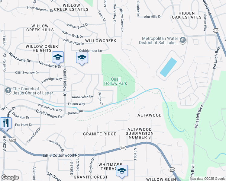 map of restaurants, bars, coffee shops, grocery stores, and more near 4255 Legacy Park Lane in Sandy