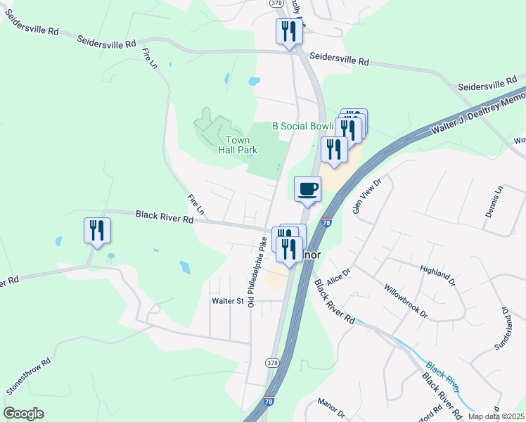 map of restaurants, bars, coffee shops, grocery stores, and more near 3658 Old Philadelphia Pike in Bethlehem