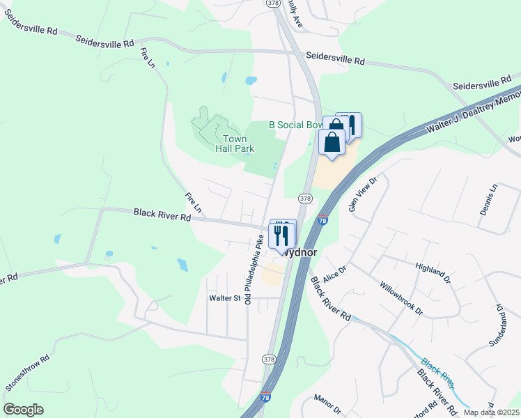 map of restaurants, bars, coffee shops, grocery stores, and more near 3658 Old Philadelphia Pike in Bethlehem