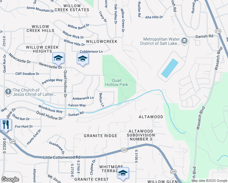 map of restaurants, bars, coffee shops, grocery stores, and more near 4255 Legacy Park Lane in Sandy
