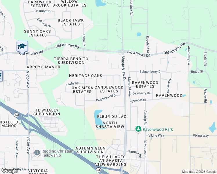 map of restaurants, bars, coffee shops, grocery stores, and more near 1592 Lacey Lane in Redding