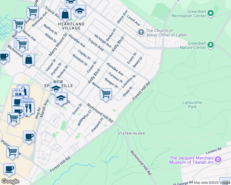 map of restaurants, bars, coffee shops, grocery stores, and more near 196 Lewiston Street in Staten Island