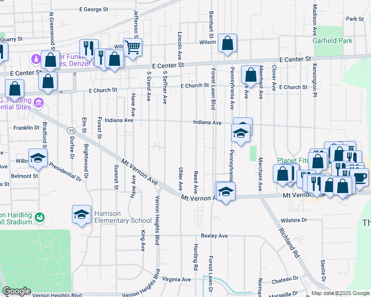 map of restaurants, bars, coffee shops, grocery stores, and more near 374 Uhler Ave in Marion