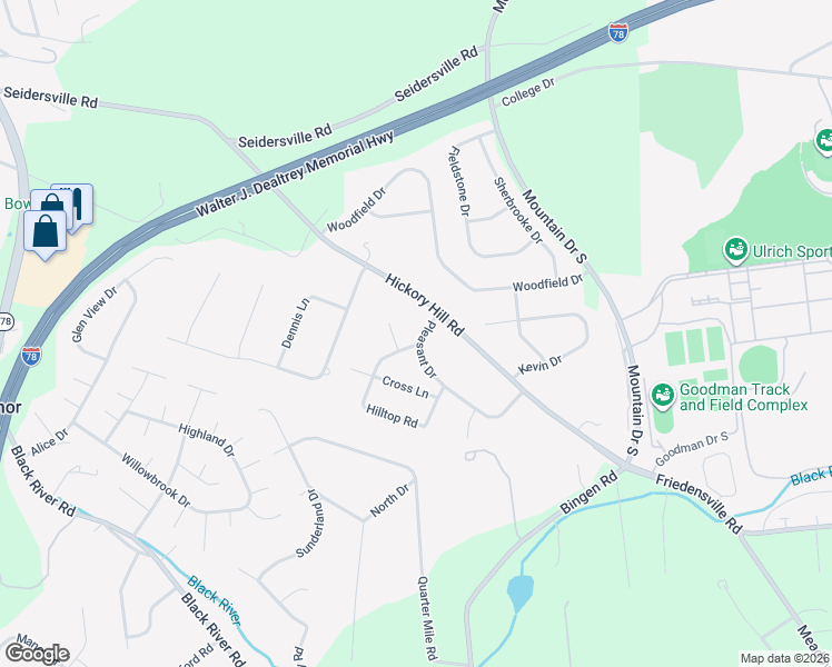 map of restaurants, bars, coffee shops, grocery stores, and more near 1629 Marick Circle in Bethlehem