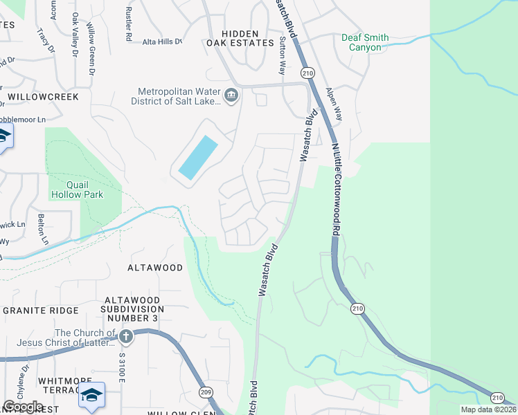 map of restaurants, bars, coffee shops, grocery stores, and more near 9216 Wasatch Boulevard in Sandy