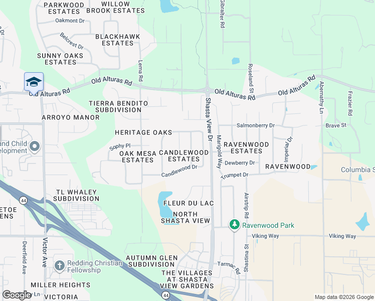 map of restaurants, bars, coffee shops, grocery stores, and more near 1592 Lacey Lane in Redding
