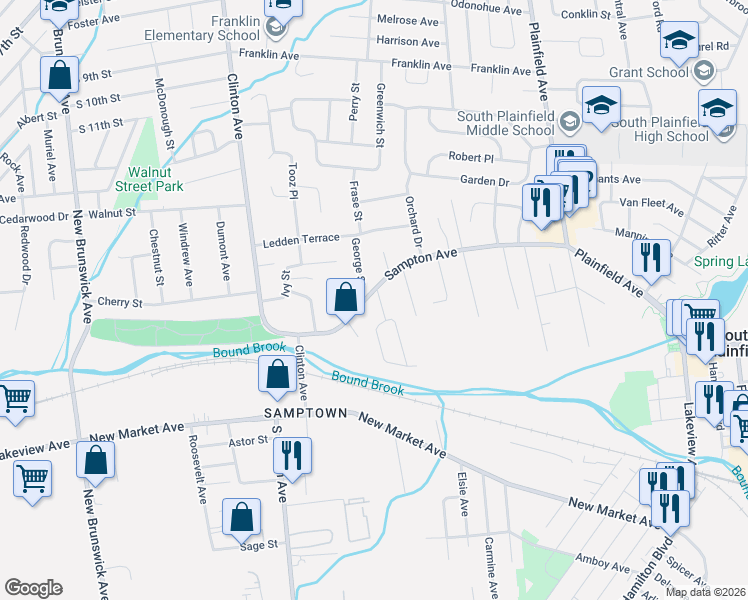 map of restaurants, bars, coffee shops, grocery stores, and more near 112 Fred Allen Drive in South Plainfield