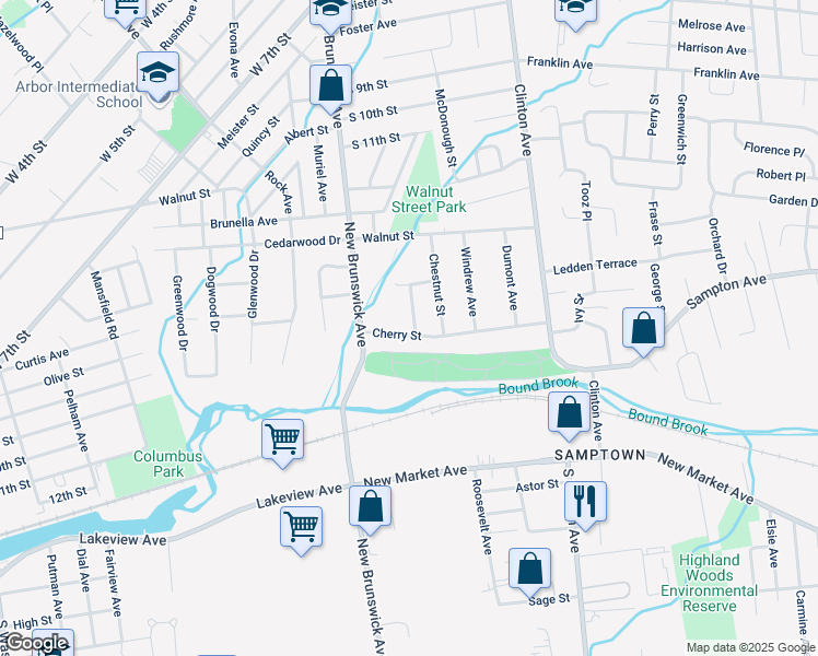 map of restaurants, bars, coffee shops, grocery stores, and more near 1628 Ford Avenue in South Plainfield