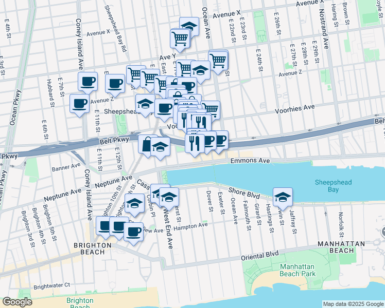 map of restaurants, bars, coffee shops, grocery stores, and more near in Brooklyn