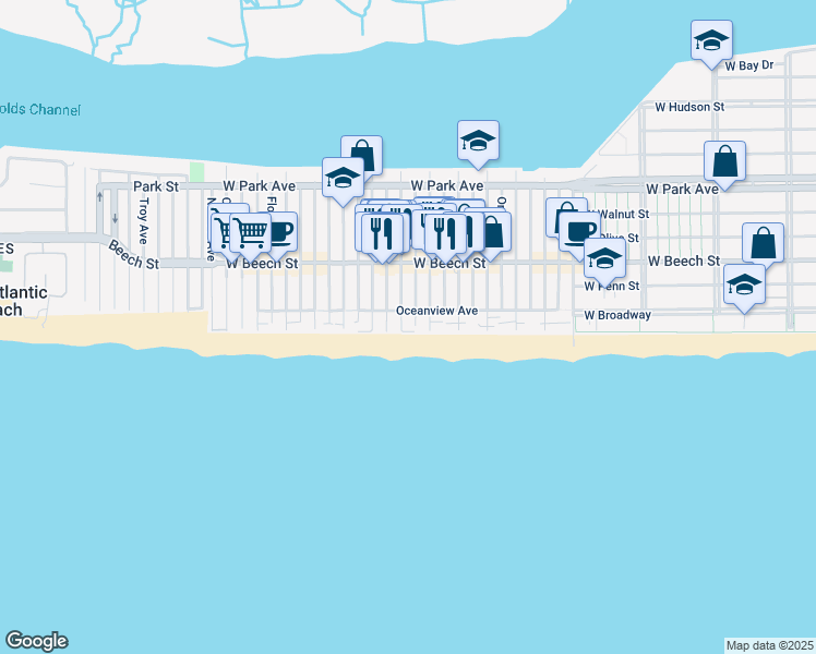map of restaurants, bars, coffee shops, grocery stores, and more near 951 Oceanfront in Long Beach
