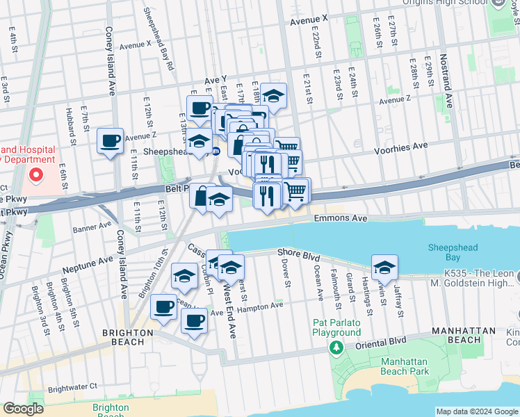 map of restaurants, bars, coffee shops, grocery stores, and more near in Brooklyn