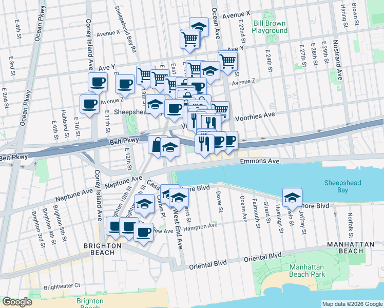 map of restaurants, bars, coffee shops, grocery stores, and more near in Brooklyn