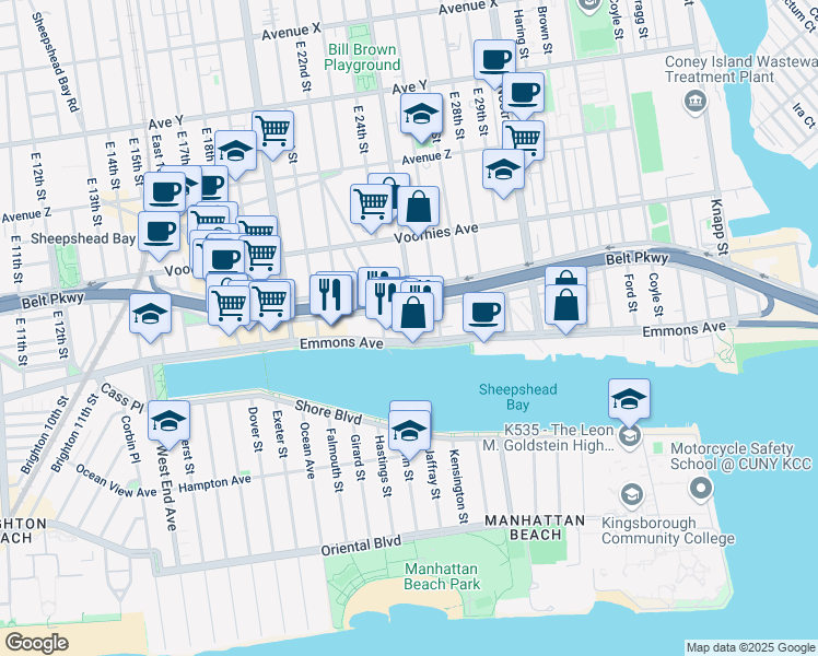 map of restaurants, bars, coffee shops, grocery stores, and more near 4816 Bedford Avenue in Brooklyn