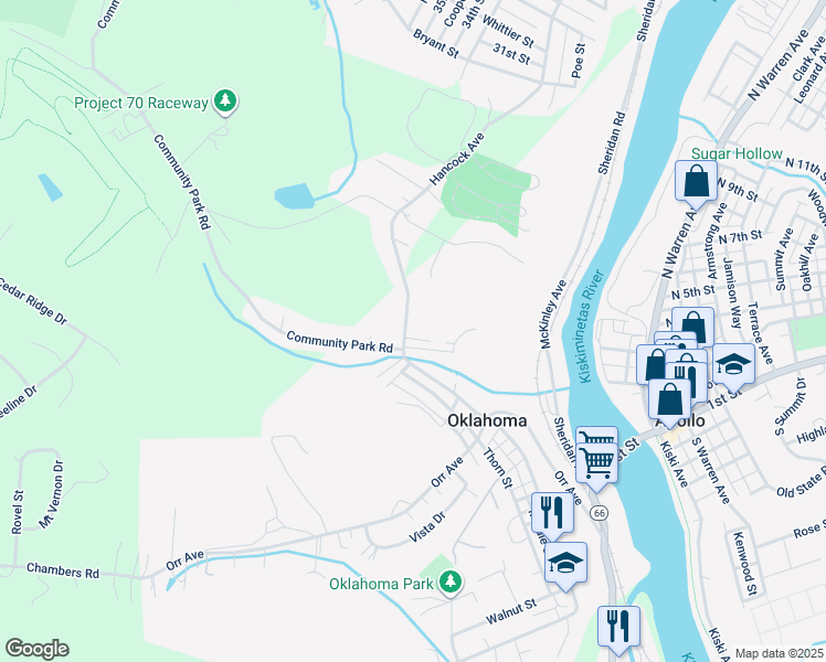 map of restaurants, bars, coffee shops, grocery stores, and more near 1263 Hancock Avenue in Vandergrift