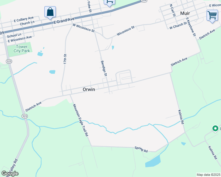 map of restaurants, bars, coffee shops, grocery stores, and more near 400 Dietrich Avenue in Tower City