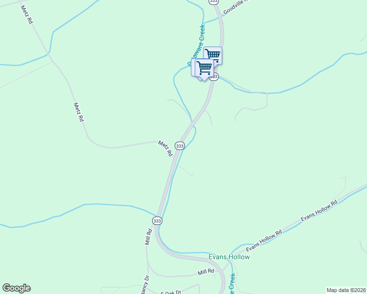 map of restaurants, bars, coffee shops, grocery stores, and more near 23672 Pennsylvania 333 in Thompsontown