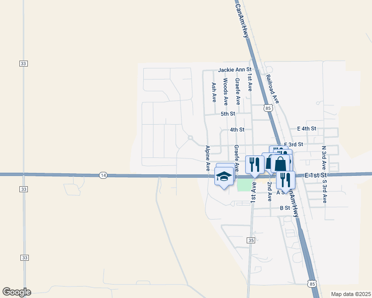 map of restaurants, bars, coffee shops, grocery stores, and more near 701 Oregon Trail in Ault