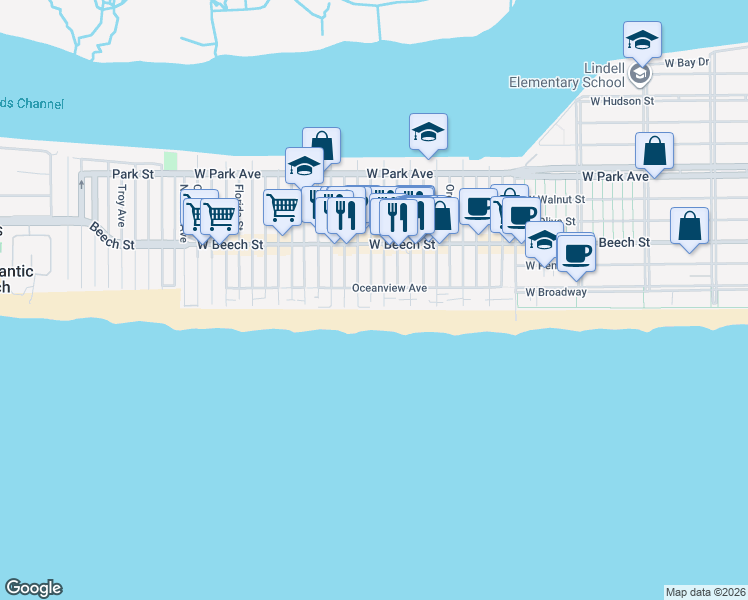map of restaurants, bars, coffee shops, grocery stores, and more near 951 Oceanfront in Long Beach