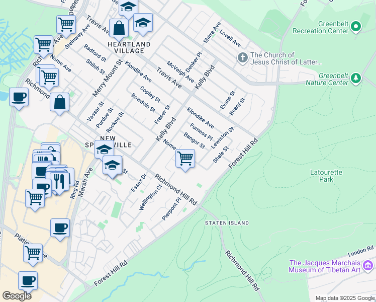 map of restaurants, bars, coffee shops, grocery stores, and more near 72 Nome Avenue in Staten Island