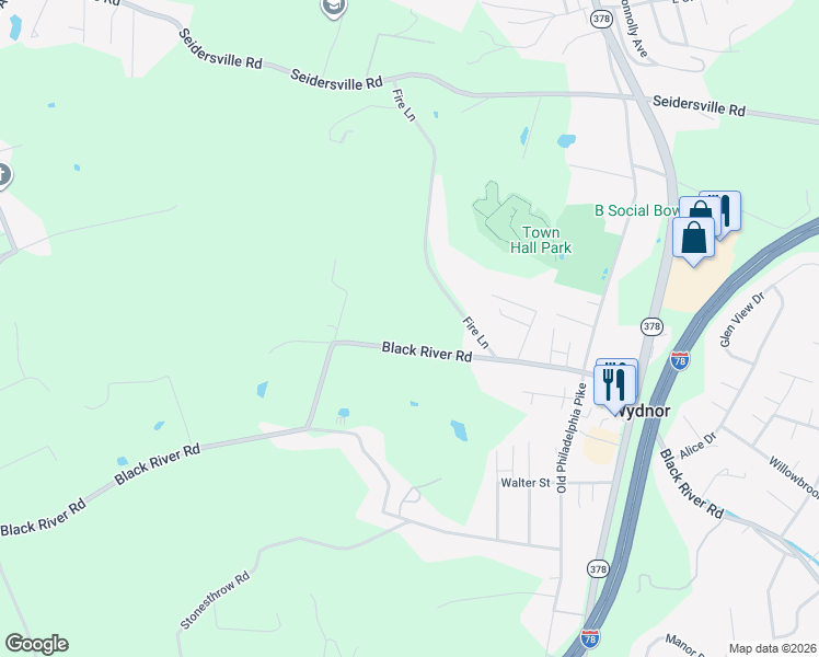 map of restaurants, bars, coffee shops, grocery stores, and more near 2315 Black River Road in Bethlehem