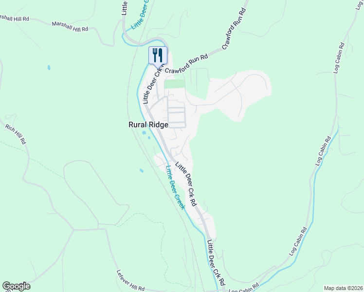 map of restaurants, bars, coffee shops, grocery stores, and more near 309 Voskamp Drive in Rural Ridge