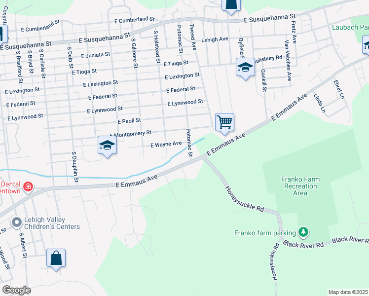 map of restaurants, bars, coffee shops, grocery stores, and more near 818 East Wayne Avenue in Allentown