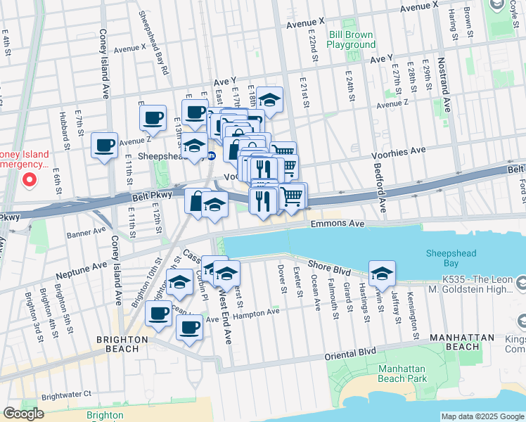 map of restaurants, bars, coffee shops, grocery stores, and more near in Brooklyn