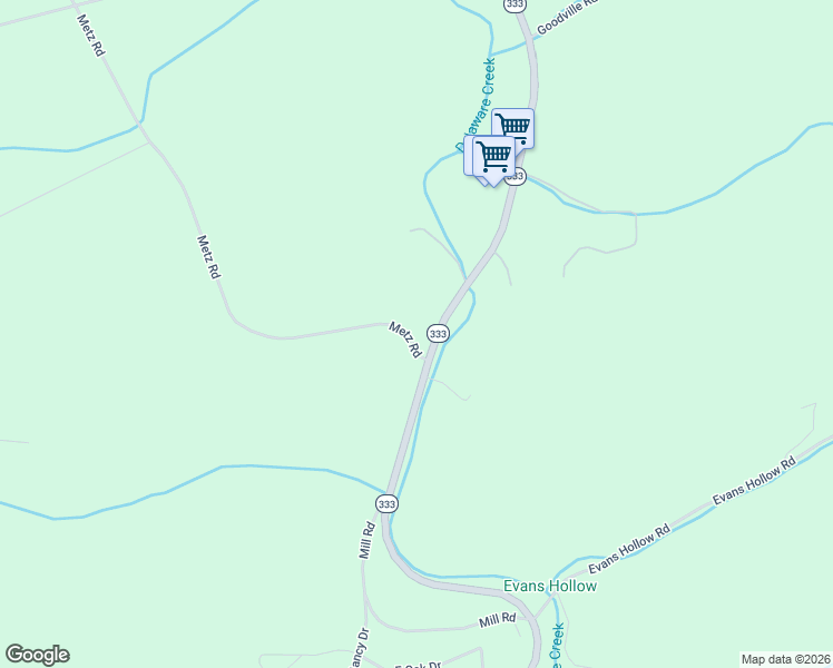 map of restaurants, bars, coffee shops, grocery stores, and more near 23672 Pennsylvania 333 in Thompsontown