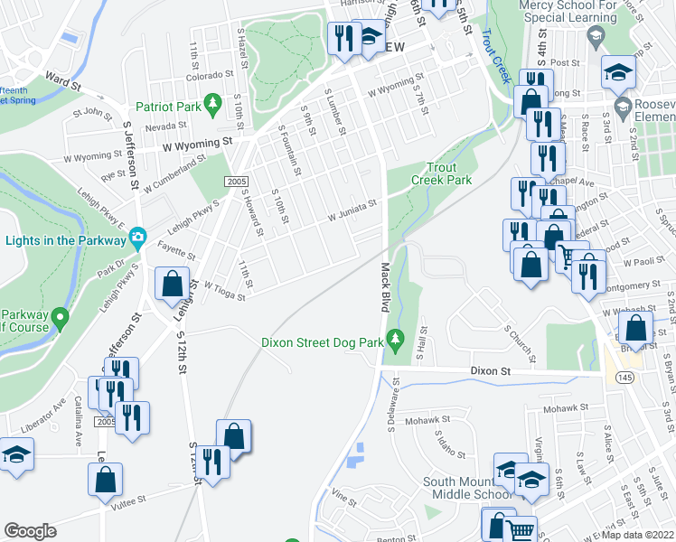 map of restaurants, bars, coffee shops, grocery stores, and more near 928 West Tioga Street in Allentown