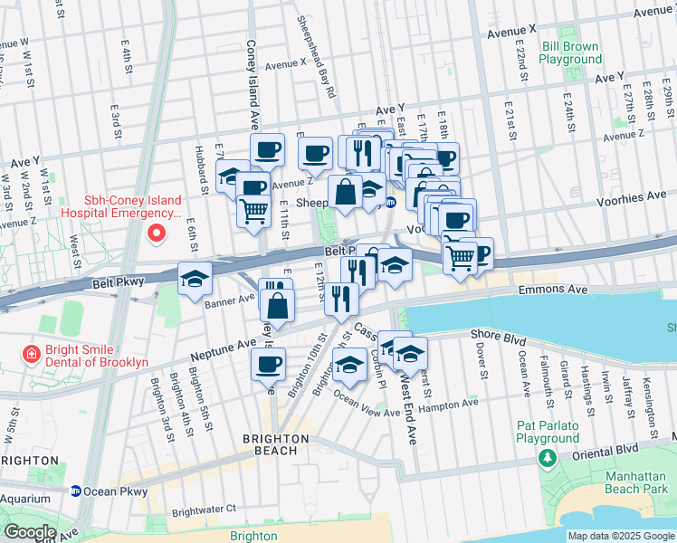 map of restaurants, bars, coffee shops, grocery stores, and more near 11 Columbia Court in Brooklyn