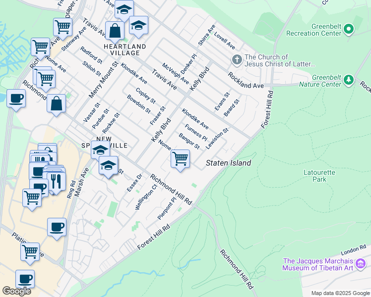 map of restaurants, bars, coffee shops, grocery stores, and more near 72 Nome Avenue in Staten Island