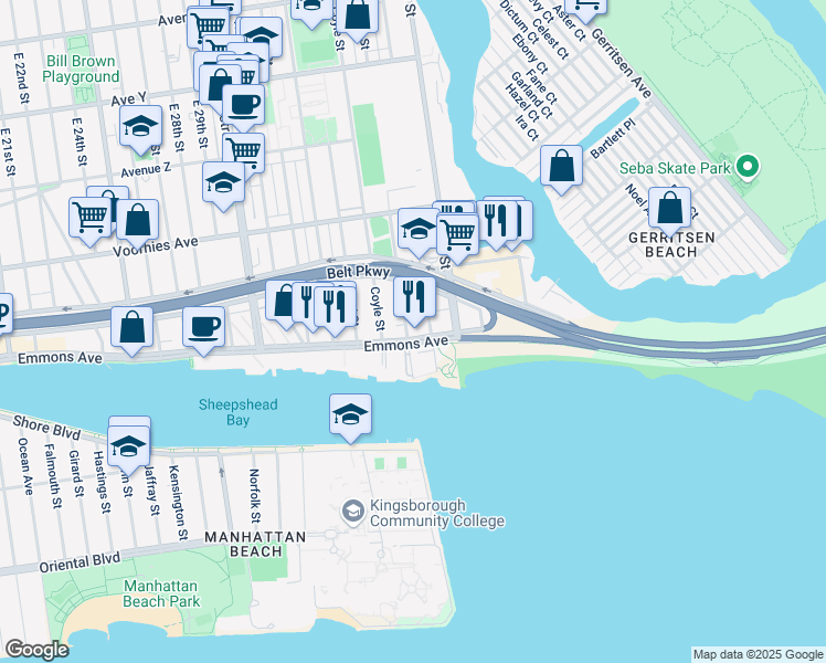 map of restaurants, bars, coffee shops, grocery stores, and more near in Brooklyn
