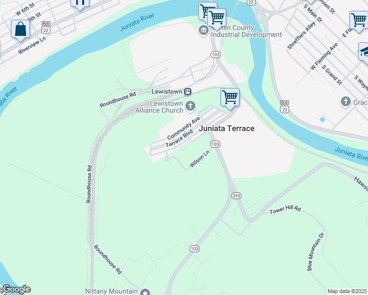 map of restaurants, bars, coffee shops, grocery stores, and more near 8th Street in Highland Park