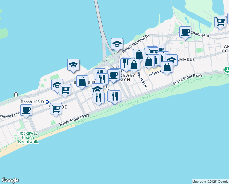 map of restaurants, bars, coffee shops, grocery stores, and more near 162 B 97 Street in Queens