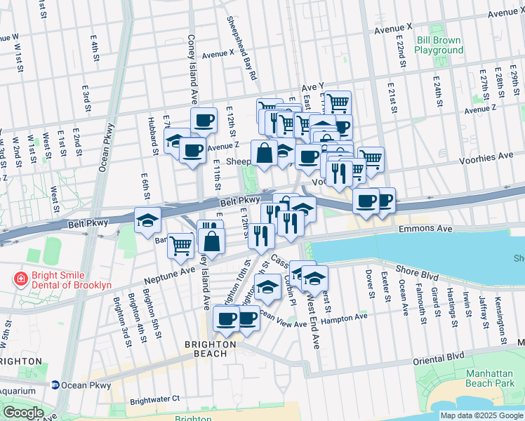 map of restaurants, bars, coffee shops, grocery stores, and more near 11 Columbia Court in Brooklyn