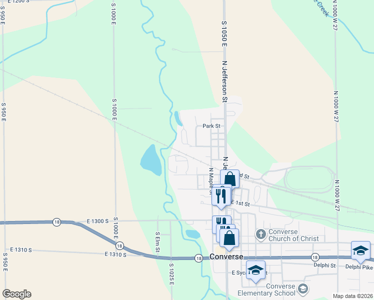 map of restaurants, bars, coffee shops, grocery stores, and more near 211 Harrison Street in Converse