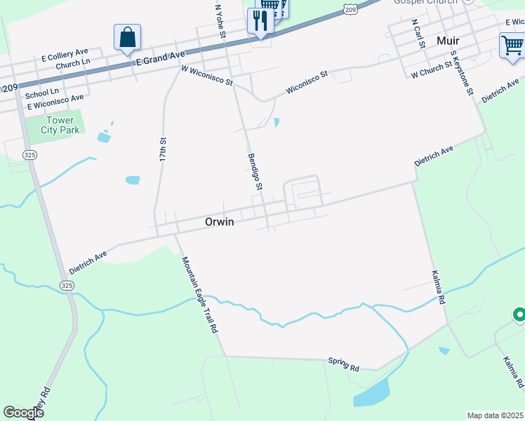 map of restaurants, bars, coffee shops, grocery stores, and more near 400 Dietrich Avenue in Tower City