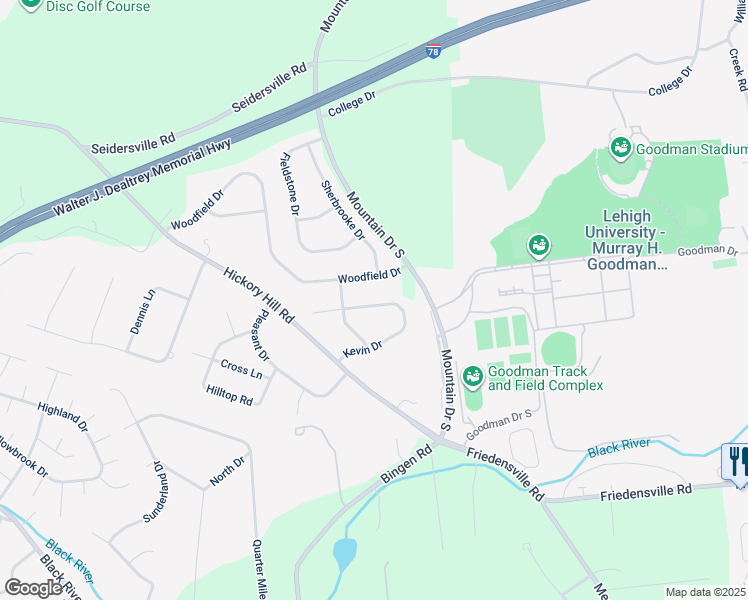 map of restaurants, bars, coffee shops, grocery stores, and more near 1684 Kevin Drive in Bethlehem