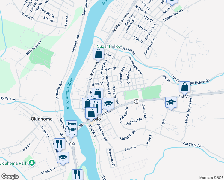 map of restaurants, bars, coffee shops, grocery stores, and more near 519 North 4th Street in Apollo