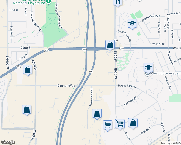 map of restaurants, bars, coffee shops, grocery stores, and more near Mountain View Corridor in Salt Lake County