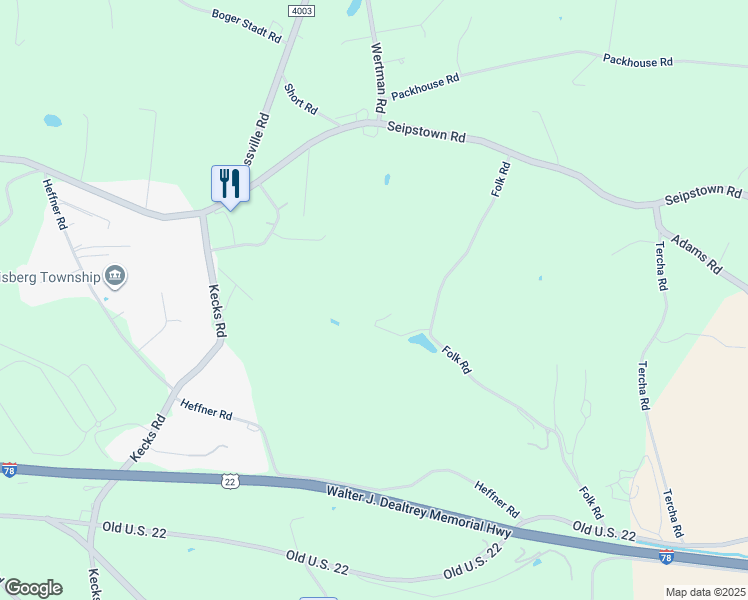 map of restaurants, bars, coffee shops, grocery stores, and more near 2042 Folk Road in Fogelsville