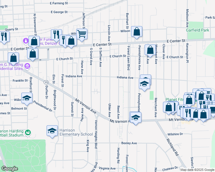 map of restaurants, bars, coffee shops, grocery stores, and more near 374 Uhler Avenue in Marion