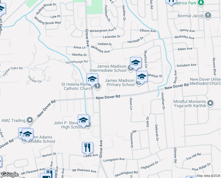 map of restaurants, bars, coffee shops, grocery stores, and more near 12 Stacey Street in Edison